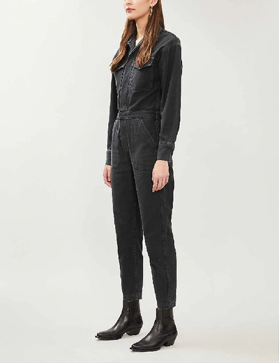 Shop Citizens Of Humanity Marta Denim Jumpsuit In Washed+black