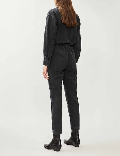 Citizens Of Humanity Marta Cropped Denim Jumpsuit In Washed+black | ModeSens