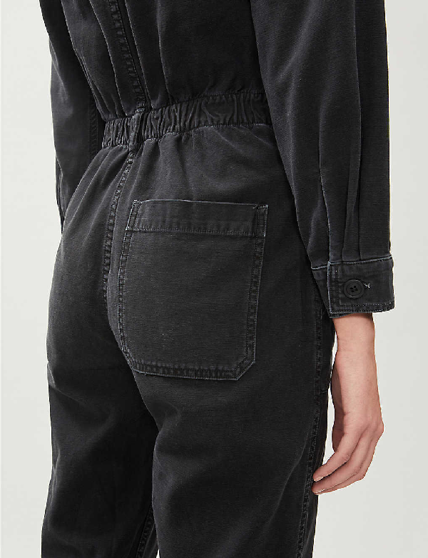 Citizens Of Humanity Marta Cropped Denim Jumpsuit In Black Modesens