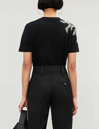 Shop Sandro Rhinestone-embellished Cotton T-shirt In Black