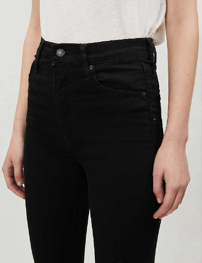 Shop Levi's Mile High Ladies Black Leather Super-skinny Extra -rise Jeans, Size: 25 In Black Galaxy