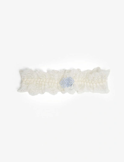Shop Aubade L'amour Lace Butterfly Garter In Nacre