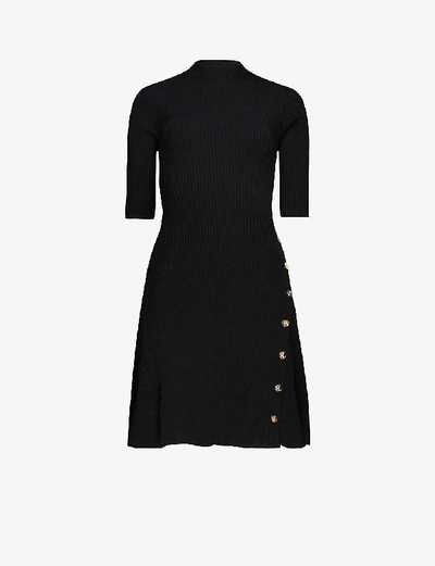 Shop Maje Womens Black Rosea Studded Stretch-knit Mini Dress 8