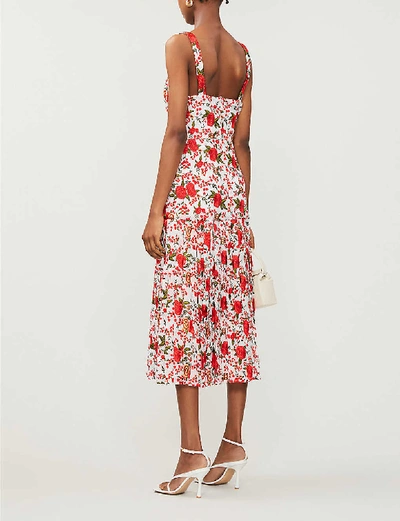 Shop Alexis Amal Floral-embroidery Woven Midi Dress In Rose+embroidery