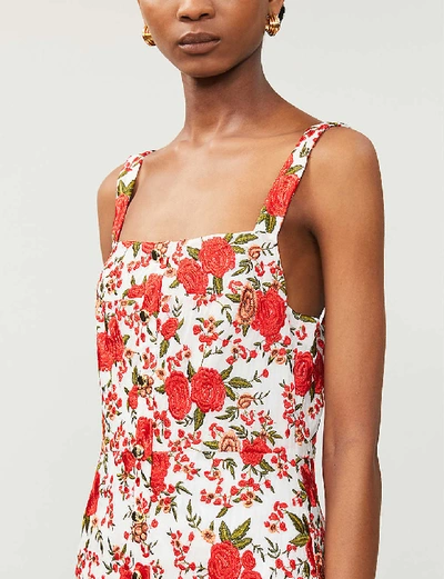 Shop Alexis Amal Floral-embroidery Woven Midi Dress In Rose+embroidery