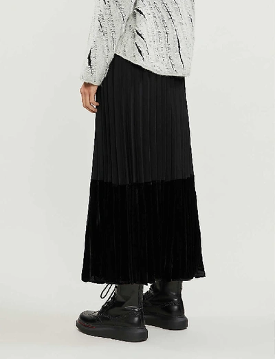 Shop Sandro Women's Black Pleated Velvet Skirt