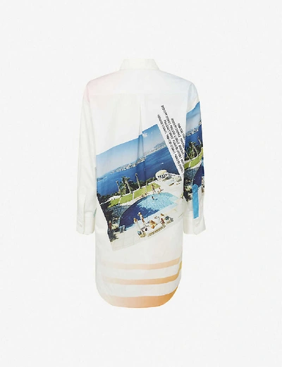 Shop Maje Photographic-print Oversized Cotton Shirt In White Pink Blue