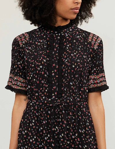 Shop Free People Rare Feeling High-neck Floral-print Woven Midi Dress In Red+combo