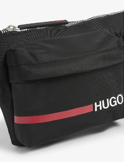Shop Hugo Branded Nylon Belt Bag In Black