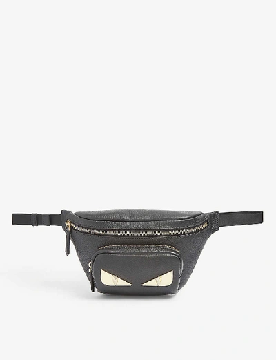 Shop Fendi Bag Bug Leather Belt Bag In Black Gold