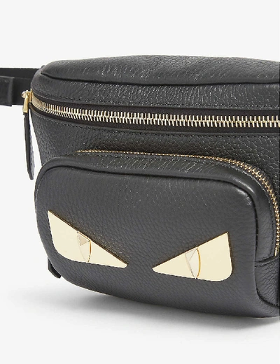 Shop Fendi Bag Bug Leather Belt Bag In Black Gold