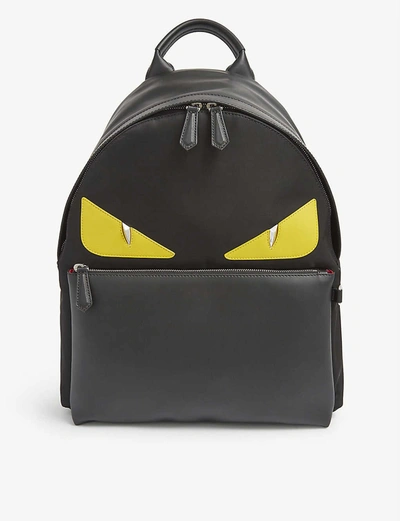 Shop Fendi Bag Bugs Leather-trimmed Nylon Backpack In Black