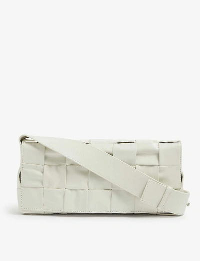 Shop Bottega Veneta Cassette Leather Cross-body Bag In White