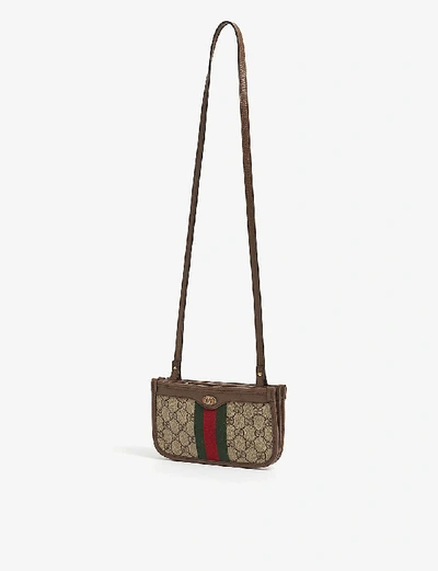 Shop Gucci Ophidia Canvas Mini Shoulder Bag In Beige