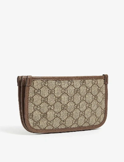 Shop Gucci Ophidia Canvas Mini Shoulder Bag In Beige