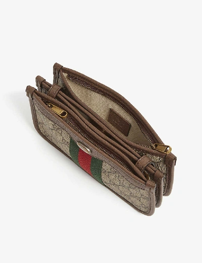Shop Gucci Ophidia Canvas Mini Shoulder Bag In Beige