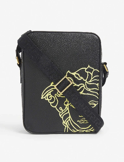 Shop Versace Medusa Logo Leather Crossbody Bag