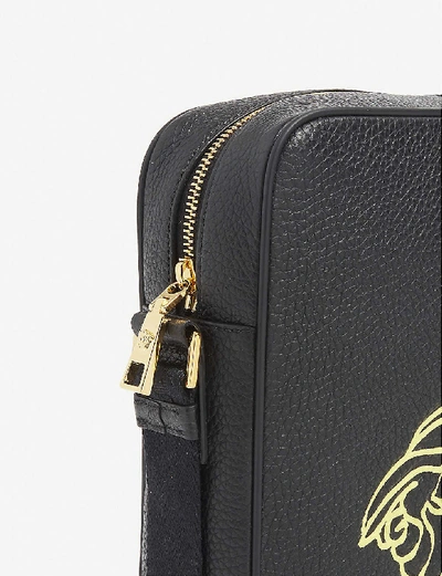 Shop Versace Medusa Logo Leather Crossbody Bag