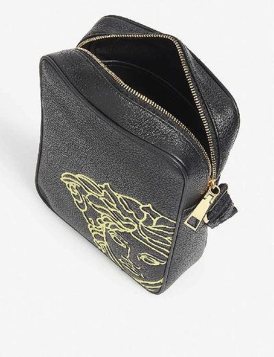 Shop Versace Medusa Logo Leather Crossbody Bag