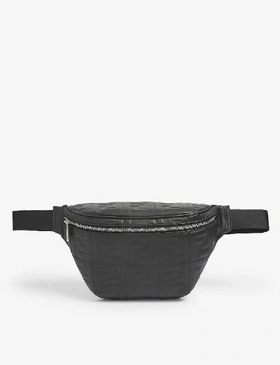 Shop Fendi Logo-embossed Leather Belt Bag In Black