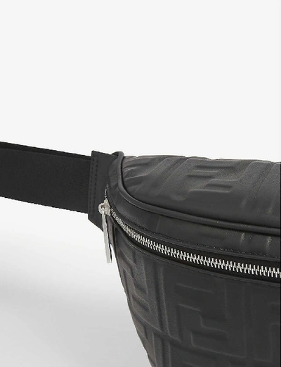 Shop Fendi Logo-embossed Leather Belt Bag In Black