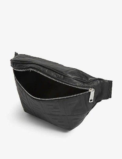 Shop Fendi Logo-embossed Leather Belt Bag In Black