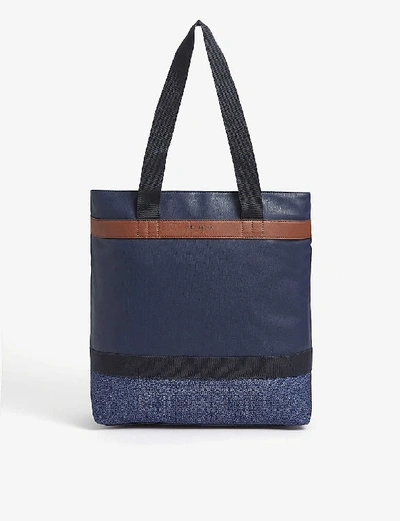 Shop Ted Baker Jungles Cotton Canvas Tote Bag In Navy