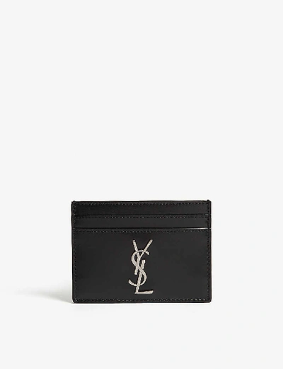 Shop Saint Laurent Black Monogram Leather Card Holder