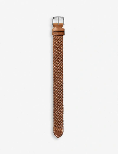 Shop Tom Ford Woven Leather Watch Strap In Honey