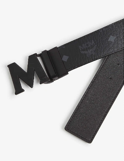 Shop Mcm Claus Logo-detail Reversible Coated-canvas Belt