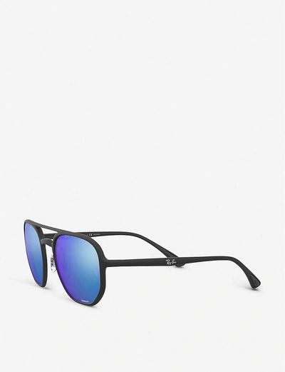 Shop Ray Ban Rb4321ch Chromance Acetate Hexagonal-frame Sunglasses In Black