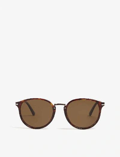Persol Womens Havana Po3210 Typewriter Edition Round-frame Sunglasses In Havana
