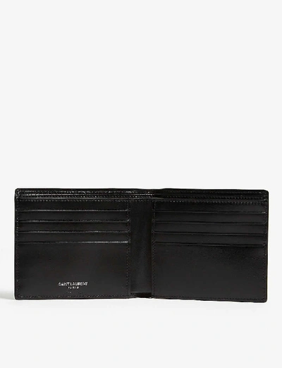 Shop Saint Laurent Monogram Logo Leather Wallet In Black
