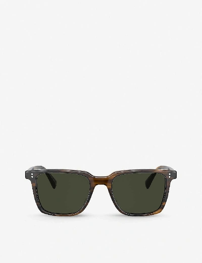 Shop Oliver Peoples Men's Brown Ov5419su Lachman Sun Acetate Glass Square-frame Sunglasses