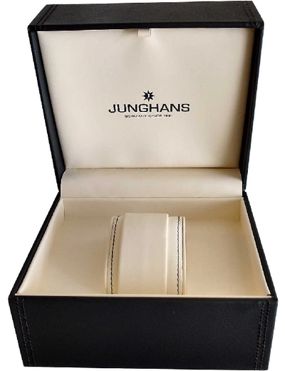 Shop Junghans Mens Silver 27/3701.04 Max Bill Stainless And Leather Watch