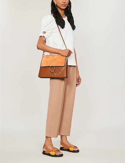 Shop Chloé Faye Suede And Leather Satchel