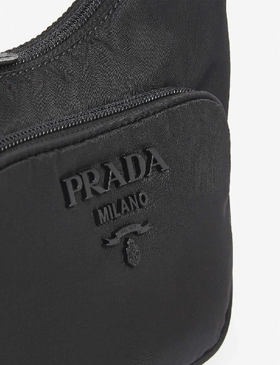 Shop Prada Logo-plaque Nylon Shoulder Bag In Nero