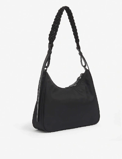 Shop Prada Logo-plaque Nylon Shoulder Bag In Nero