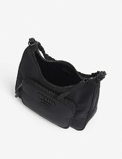 Shop Prada Logo-plaque Nylon Shoulder Bag In Nero