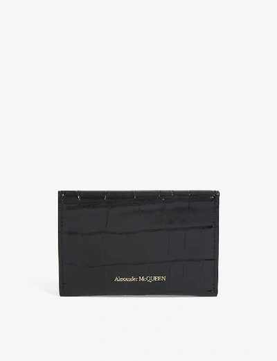 Shop Alexander Mcqueen Skull Leather Card Holder In Black