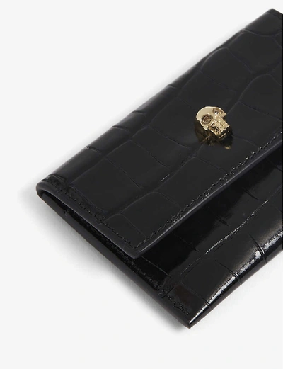 Shop Alexander Mcqueen Skull Leather Card Holder In Black