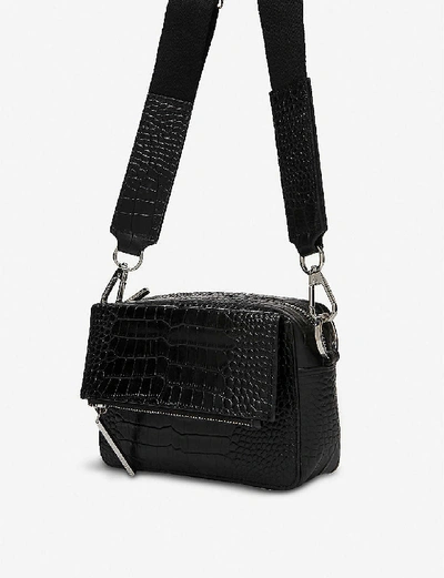 Shop Whistles Womens Black Millie Croc-embossed Leather Cross-body Bag