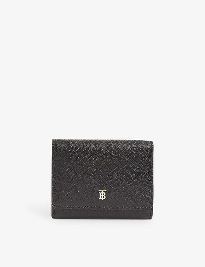 Shop Burberry Sidney Trifold Leather Wallet In Black