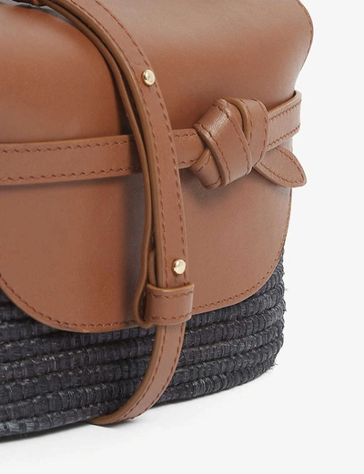 Shop Cesta Collective Leather And Raffia Cross-body Bag In Black Camel