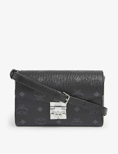 Shop Mcm Millie Logo-print Small Coated-canvas Cross-body Bag In Black