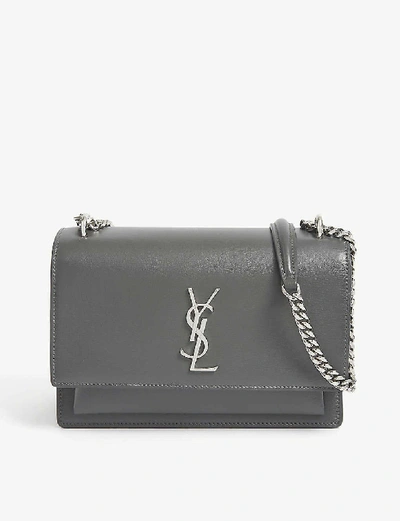 Shop Saint Laurent Womens Grey Sunset Leather Shoulder Bag