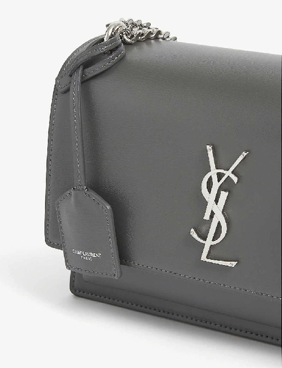 Shop Saint Laurent Womens Grey Sunset Leather Shoulder Bag