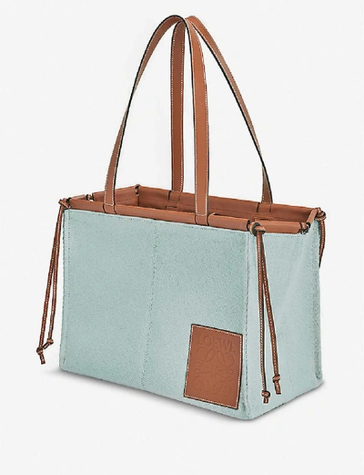 Shop Loewe Cushion Canvas Tote Bag In Aqua