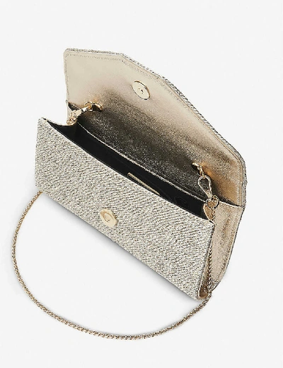 Lk Bennett Lucia Embellished Woven Clutch In Gol-soft Gold