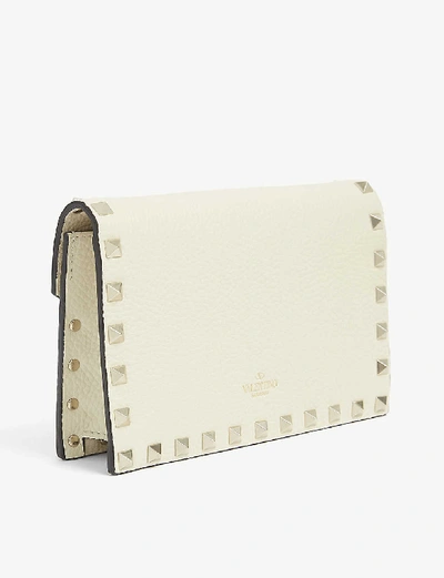Shop Valentino Rockstud Leather Envelope Clutch In Ivory